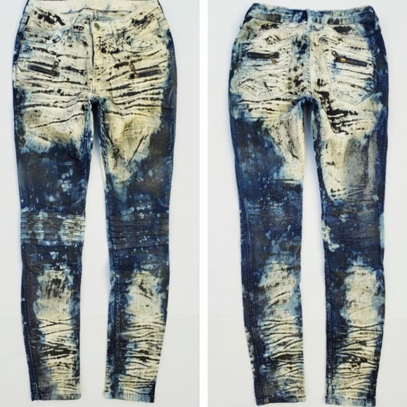 ROBIN'S JEAN Motard Coated Waxed Skinny Jeans - Picture 5 of 8